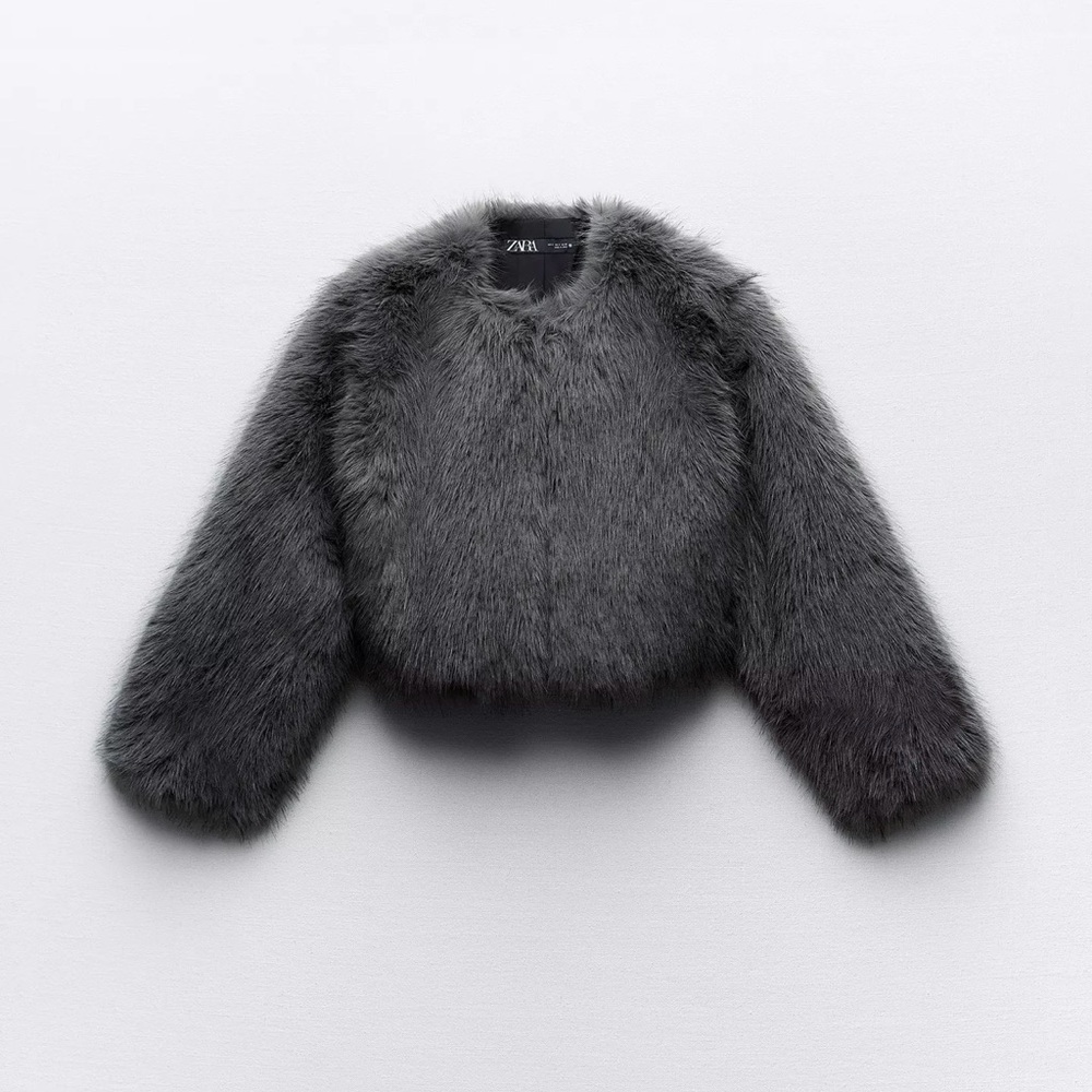 Zara Charcoal Faux Fur Coat